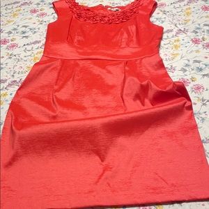 Sandra Darren coral fitted dress.  Size 14.